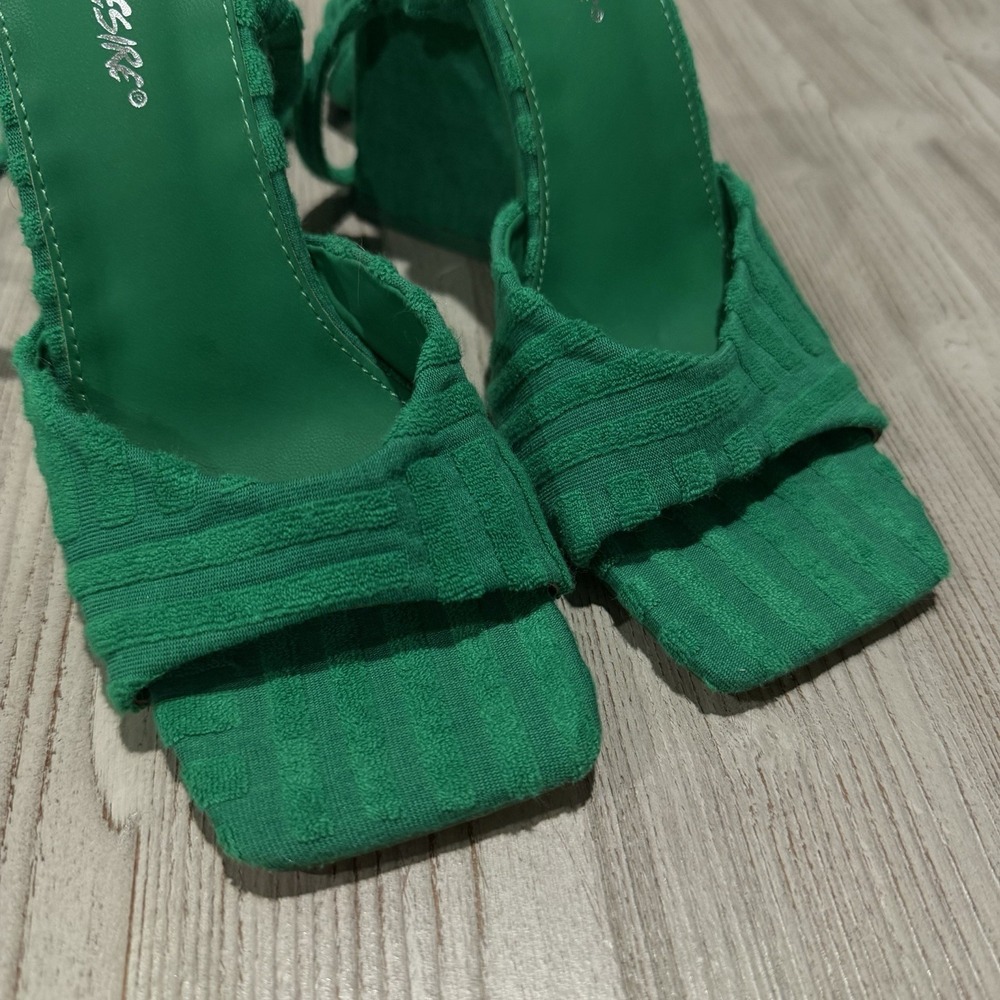 Public Desire ASOS Green Mojito Towelling Wrap Block Heel Strap Sandals US 6 NEW - Picture 12 of 16